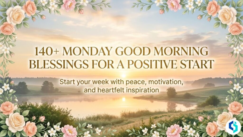 monday good morning blessings featured image with sunrise and motivational quotes