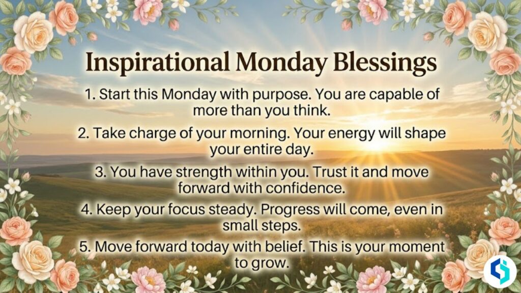 inspirational monday blessings image with motivational quotes