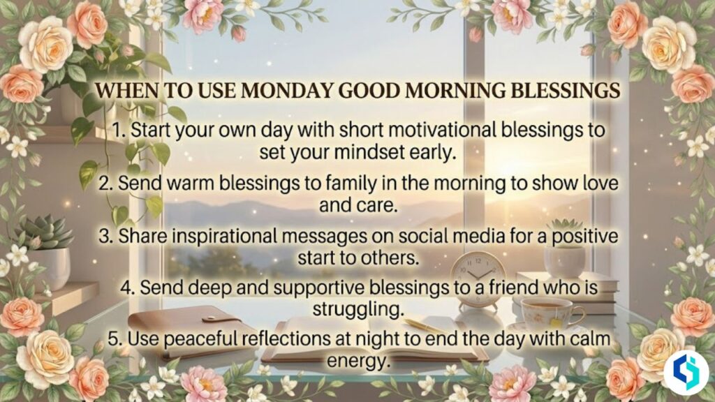 when to use monday good morning blessings infographic with daily timing tips