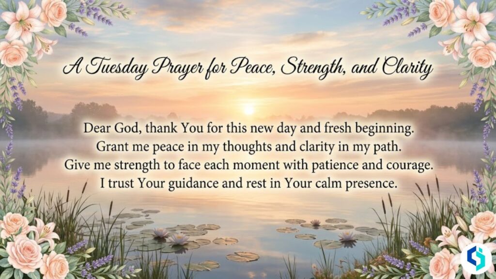 Tuesday prayer for peace strength and clarity with soft glowing background