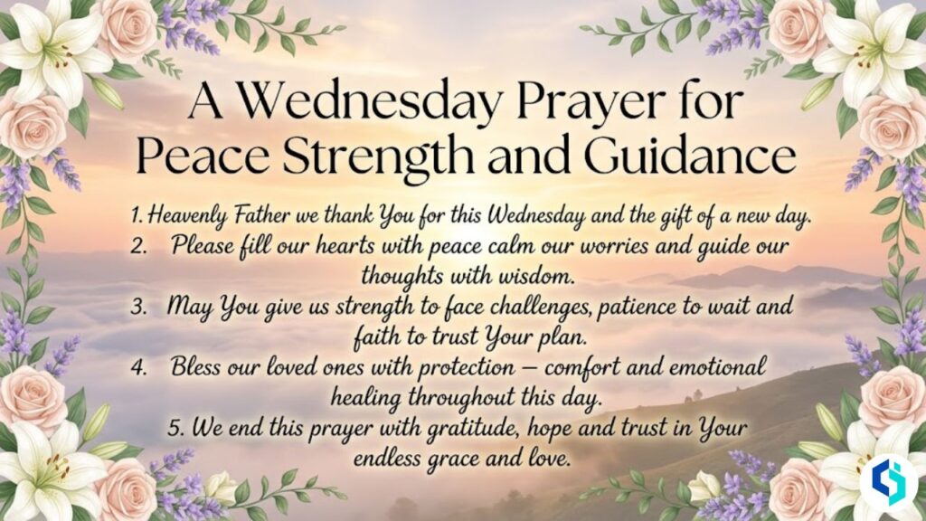 Wednesday prayer for peace strength and guidance image