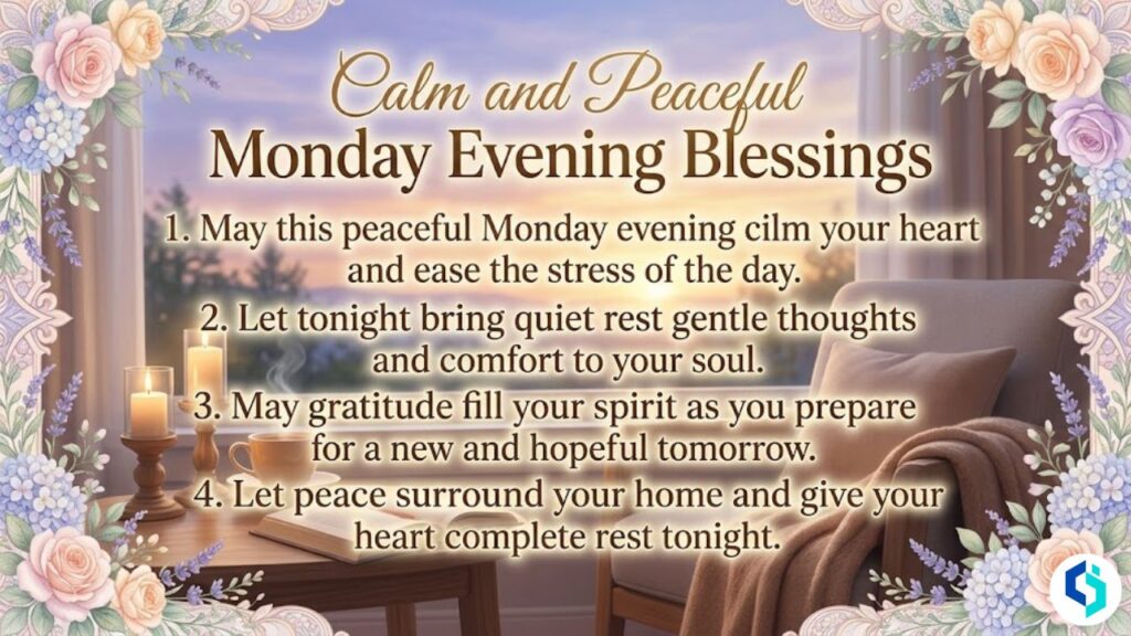 Calm and peaceful Monday evening blessings image
