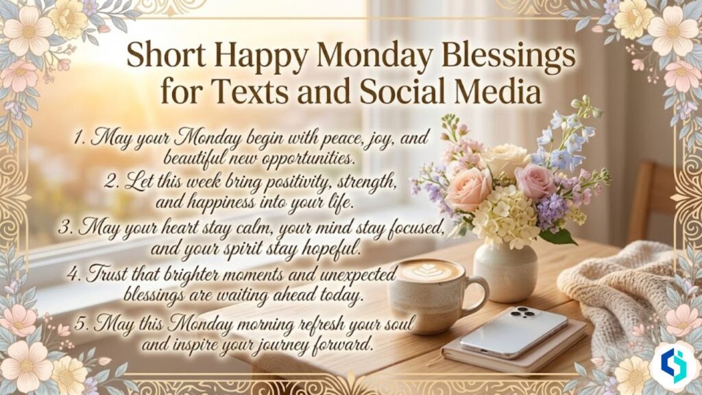 Short happy Monday blessings social media image