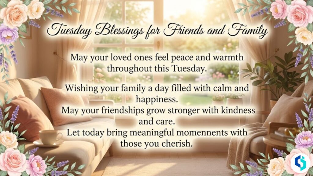 Tuesday blessings for friends and family with warm floral design