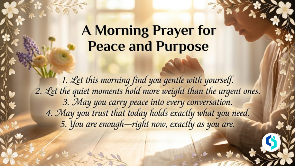 A morning prayer for peace and purpose with folded hands