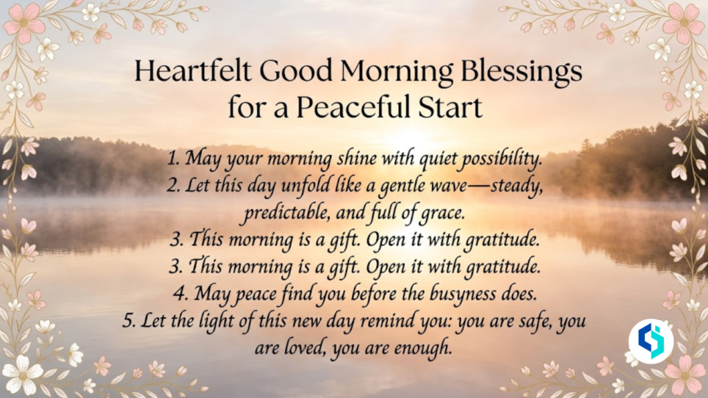 Heartfelt good morning blessings for a peaceful start with sunrise over lake