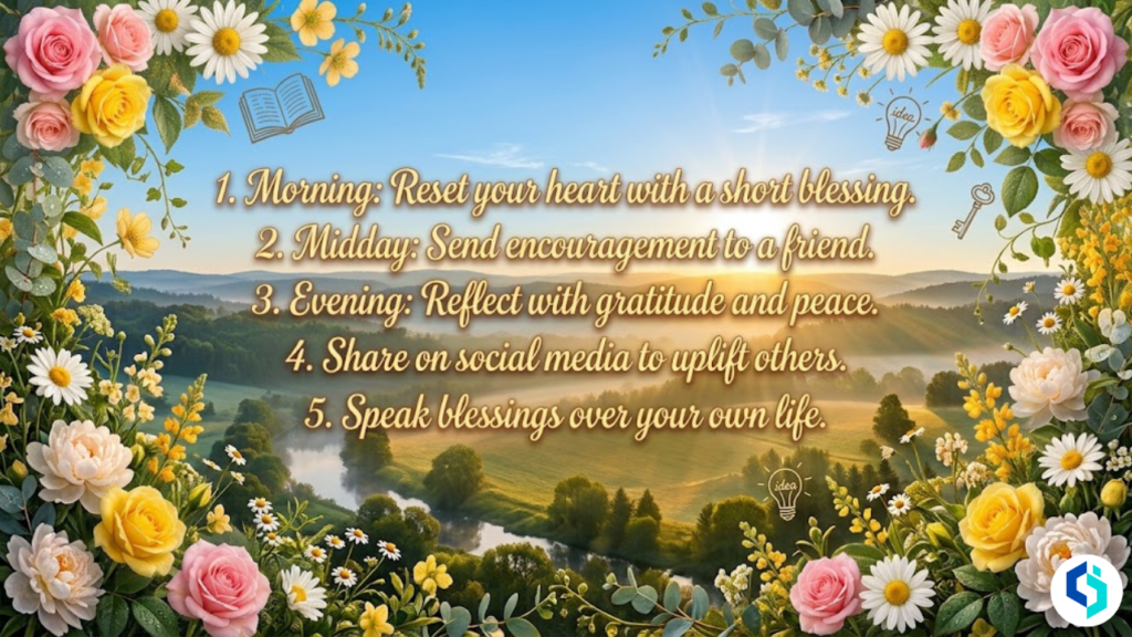 When and how to use Wednesday blessings in daily life with structured rose floral border and bright daytime scene